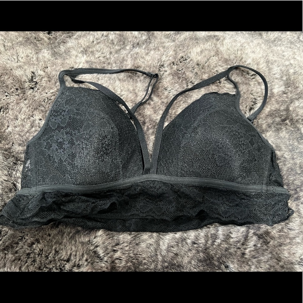 PINK black lightly lined Bralette Size Med